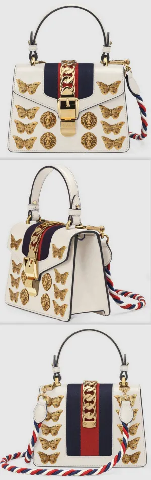 'Sylvie' Animal Studs Leather Mini Bag, White