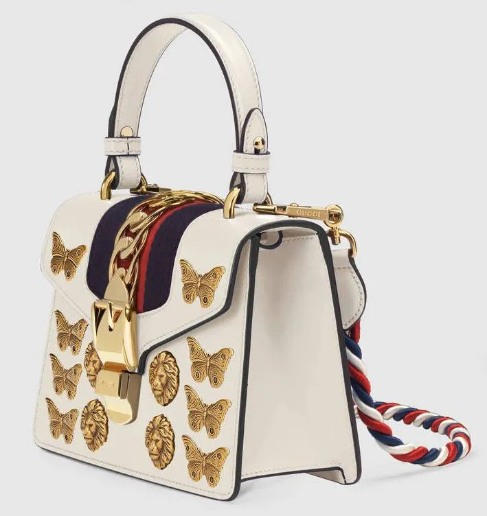 'Sylvie' Animal Studs Leather Mini Bag, White