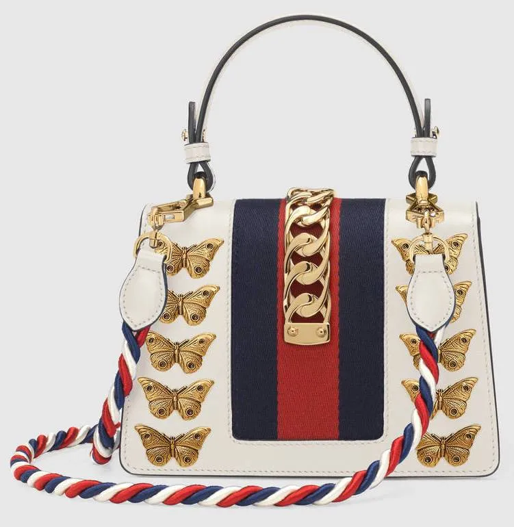 'Sylvie' Animal Studs Leather Mini Bag, White