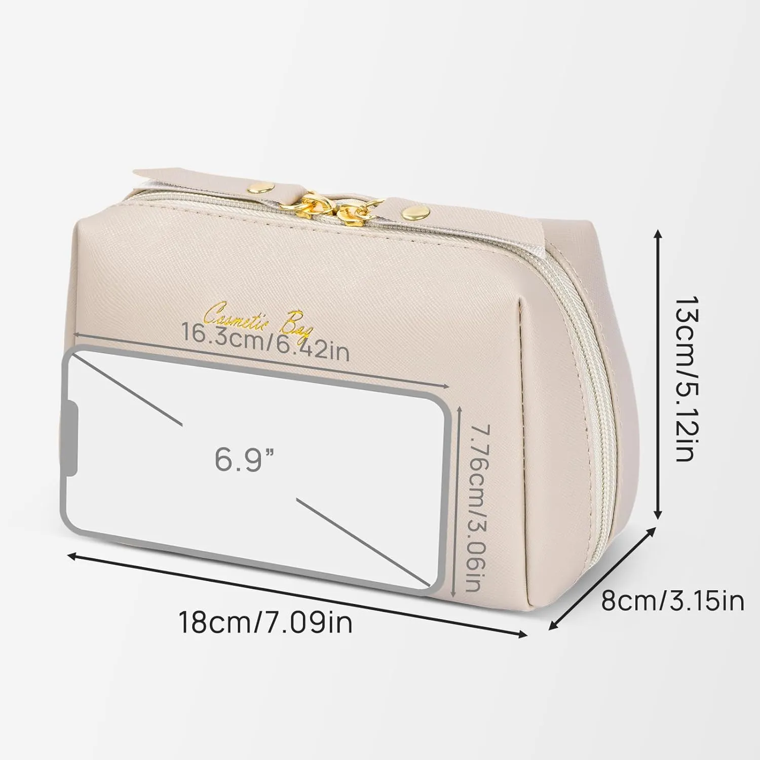 Topwey Makeup Bag, Travel Essentials Cosmetic Bags for Women, Waterproof Portable Pouch travel toiletry bag with Divider (Khaki, Small)