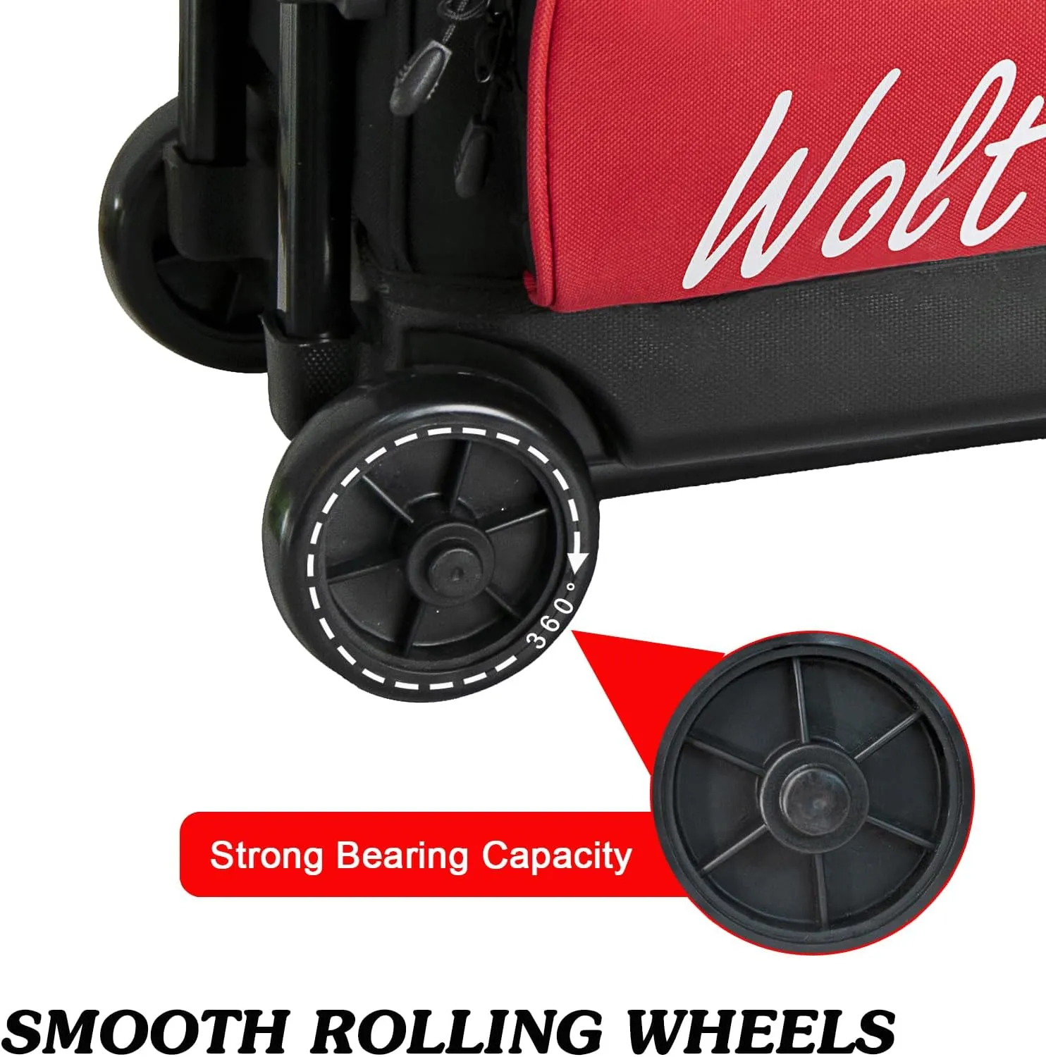 WOLT 3 Ball Bowling Bags with Wheels,Bowling Ball Bag 3 Ball Roller with Separate Shoe Compartment and Accessory Pocket, Retractable Handle Extends to 38