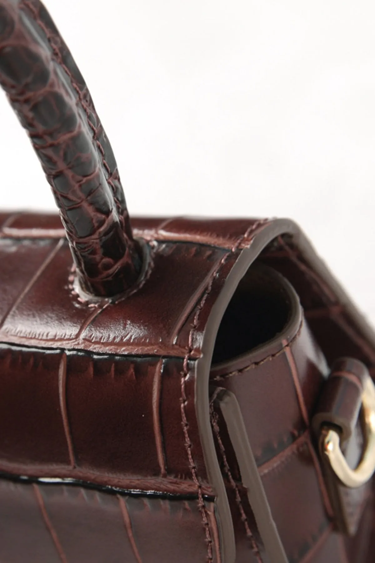 Women's Crocodile Embossed Mini Handbag Croc-Effect Leather Tote Bag Top Handle