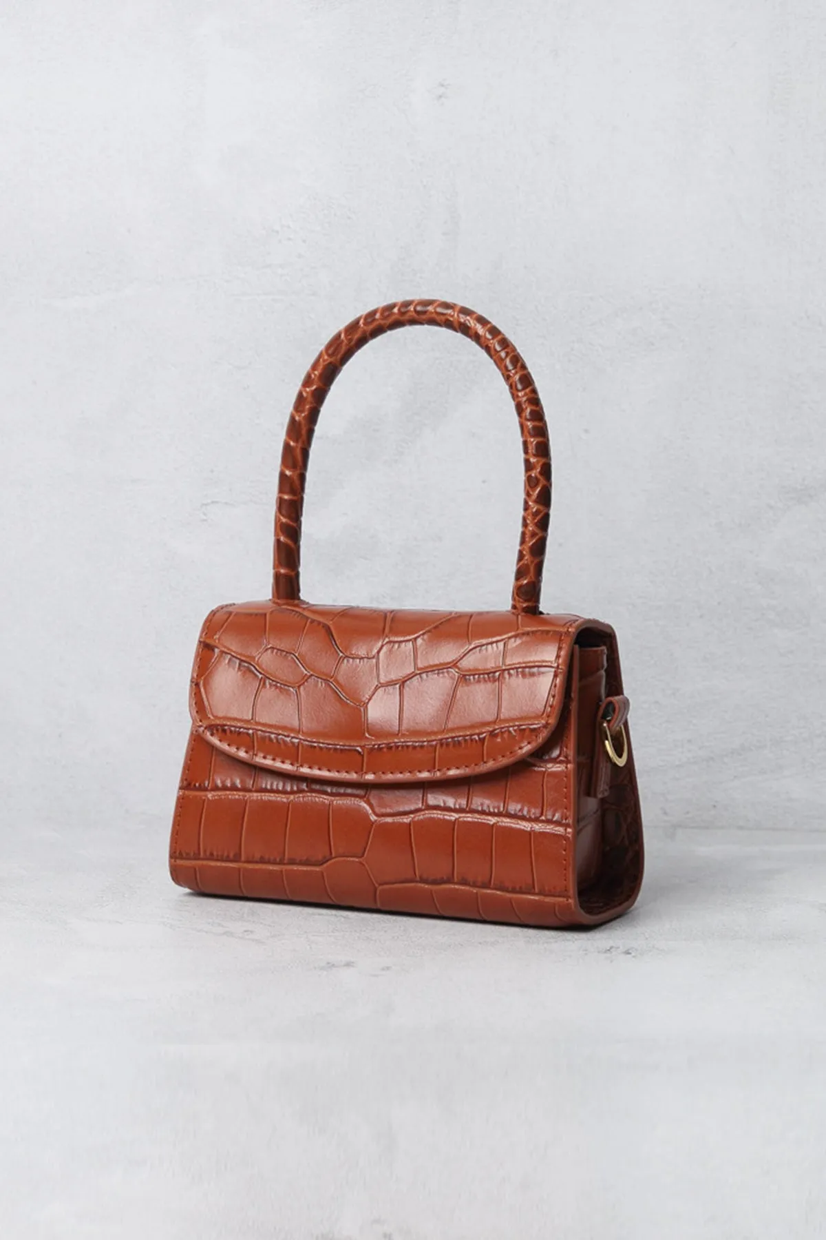 Women's Crocodile Embossed Mini Handbag Croc-Effect Leather Tote Bag Top Handle