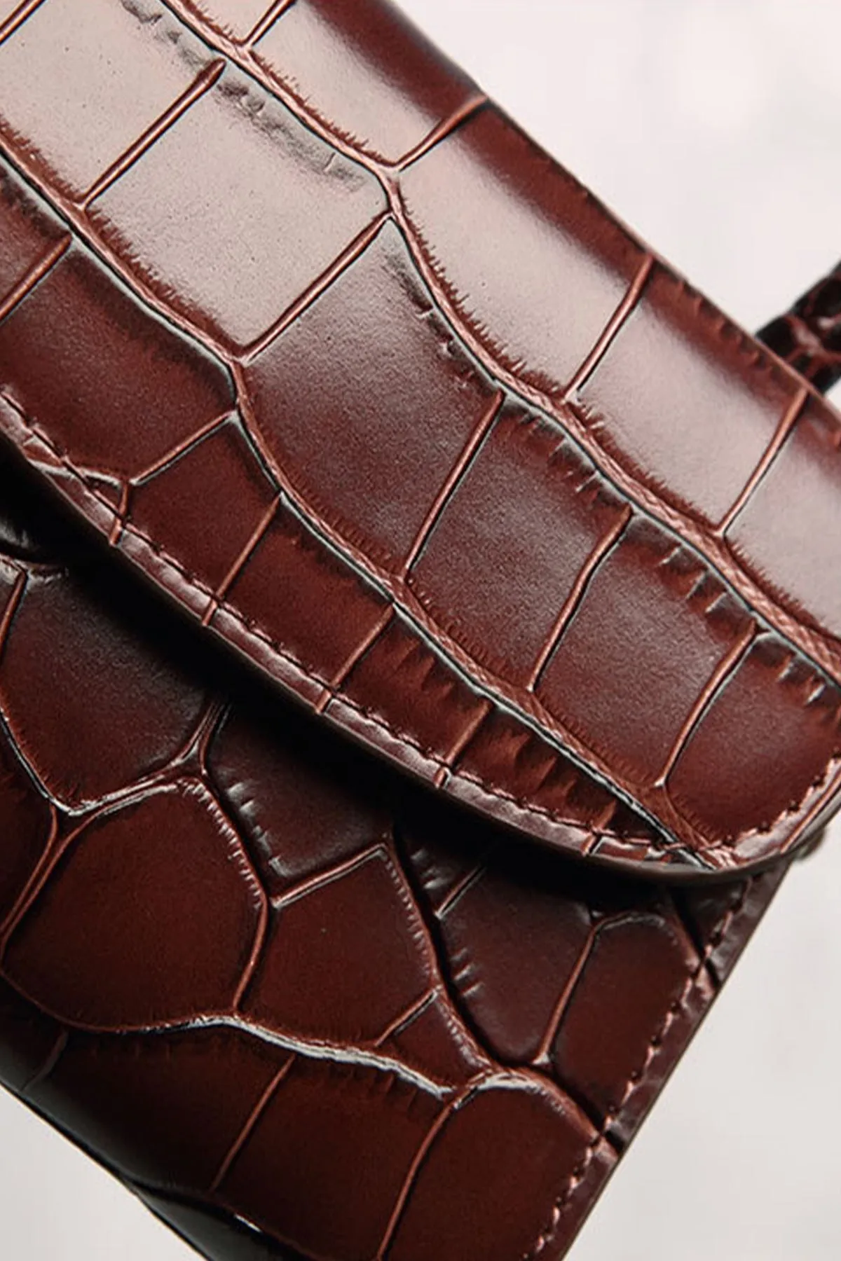 Women's Crocodile Embossed Mini Handbag Croc-Effect Leather Tote Bag Top Handle