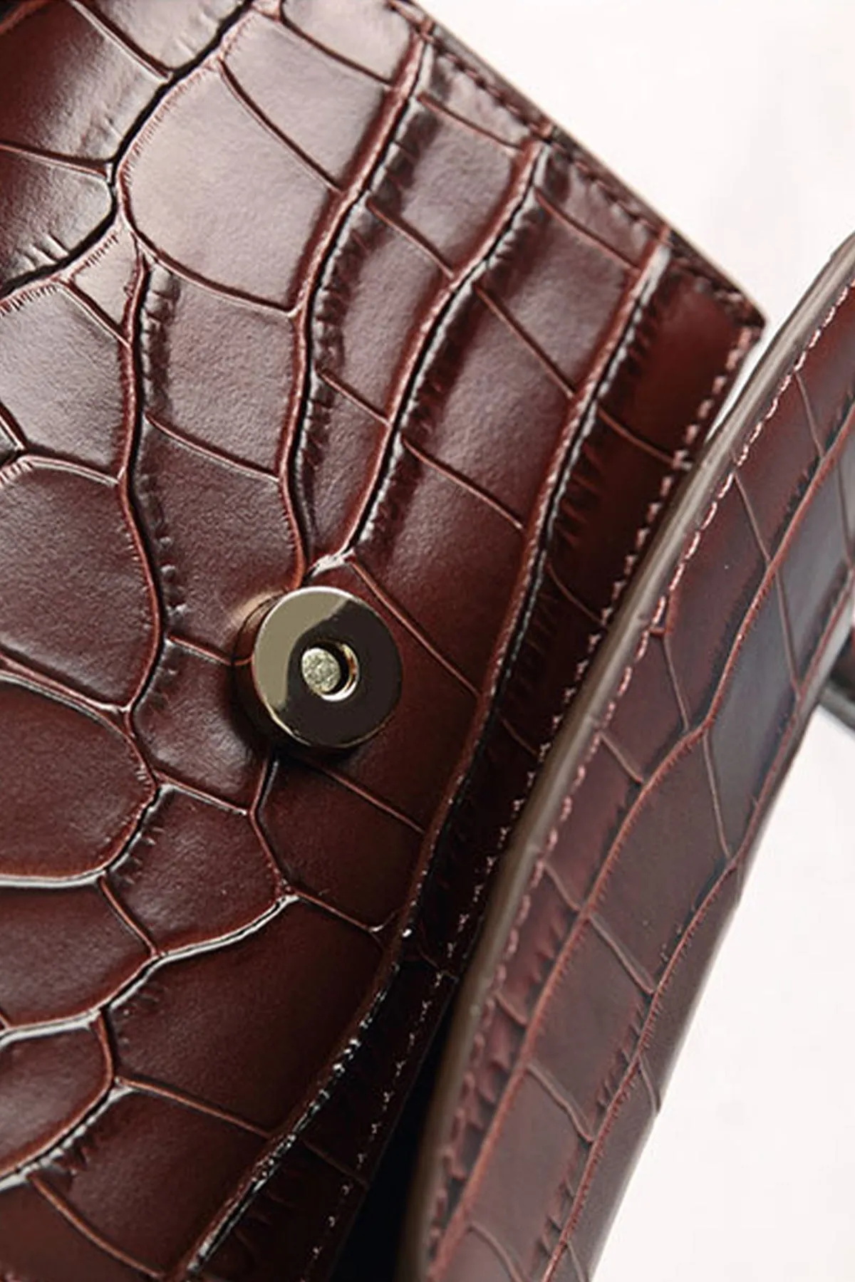 Women's Crocodile Embossed Mini Handbag Croc-Effect Leather Tote Bag Top Handle