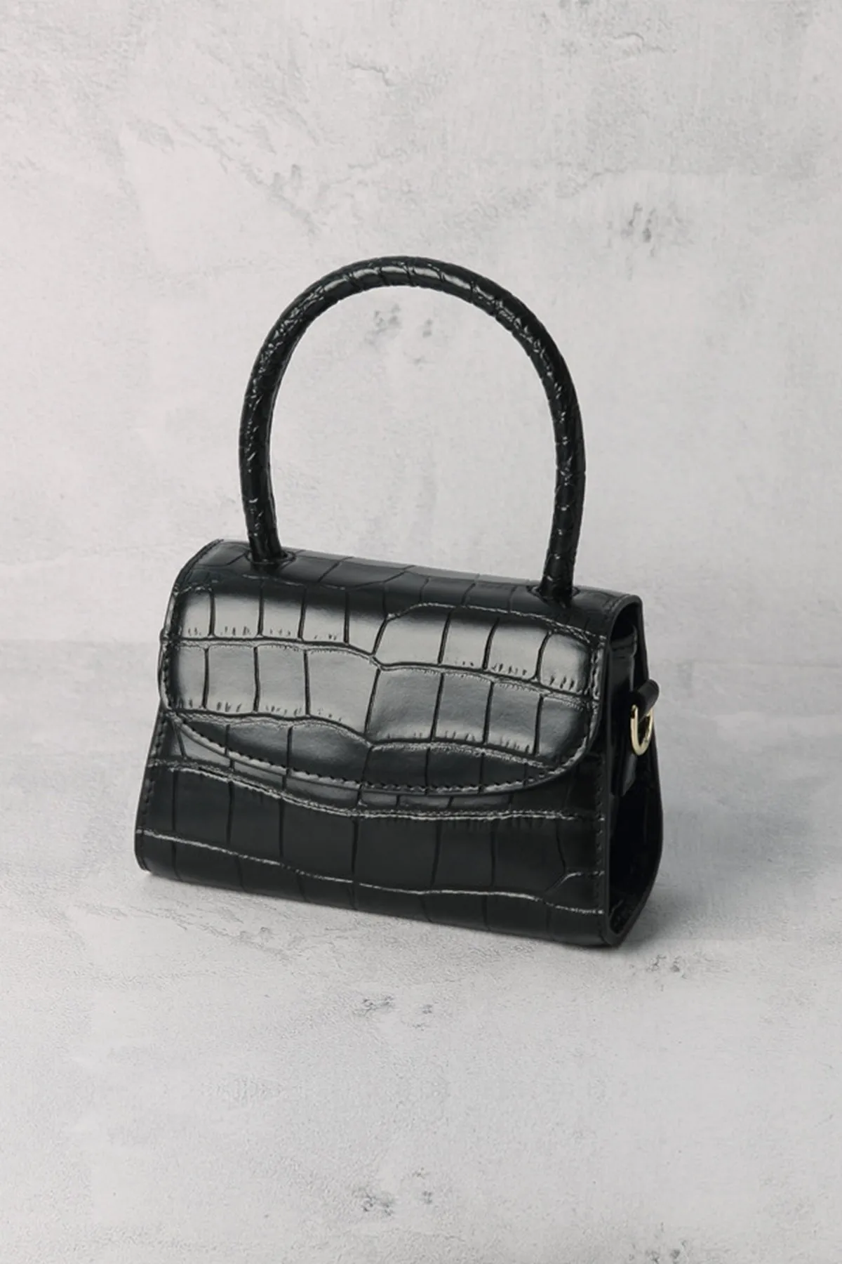 Women's Crocodile Embossed Mini Handbag Croc-Effect Leather Tote Bag Top Handle